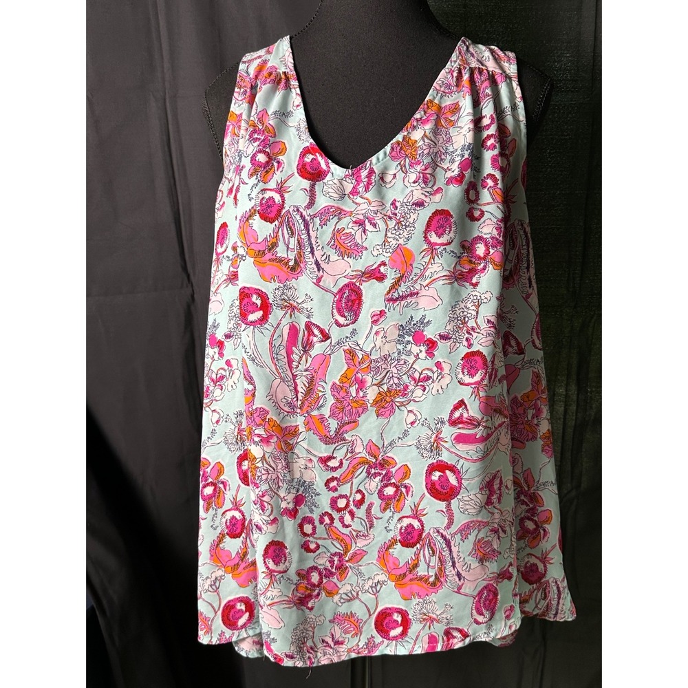 Altar's State aqua pink tank Open‎ back size M flowy sheer paisley print
